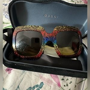 Gucci glitter rainbow oversized sunglasses